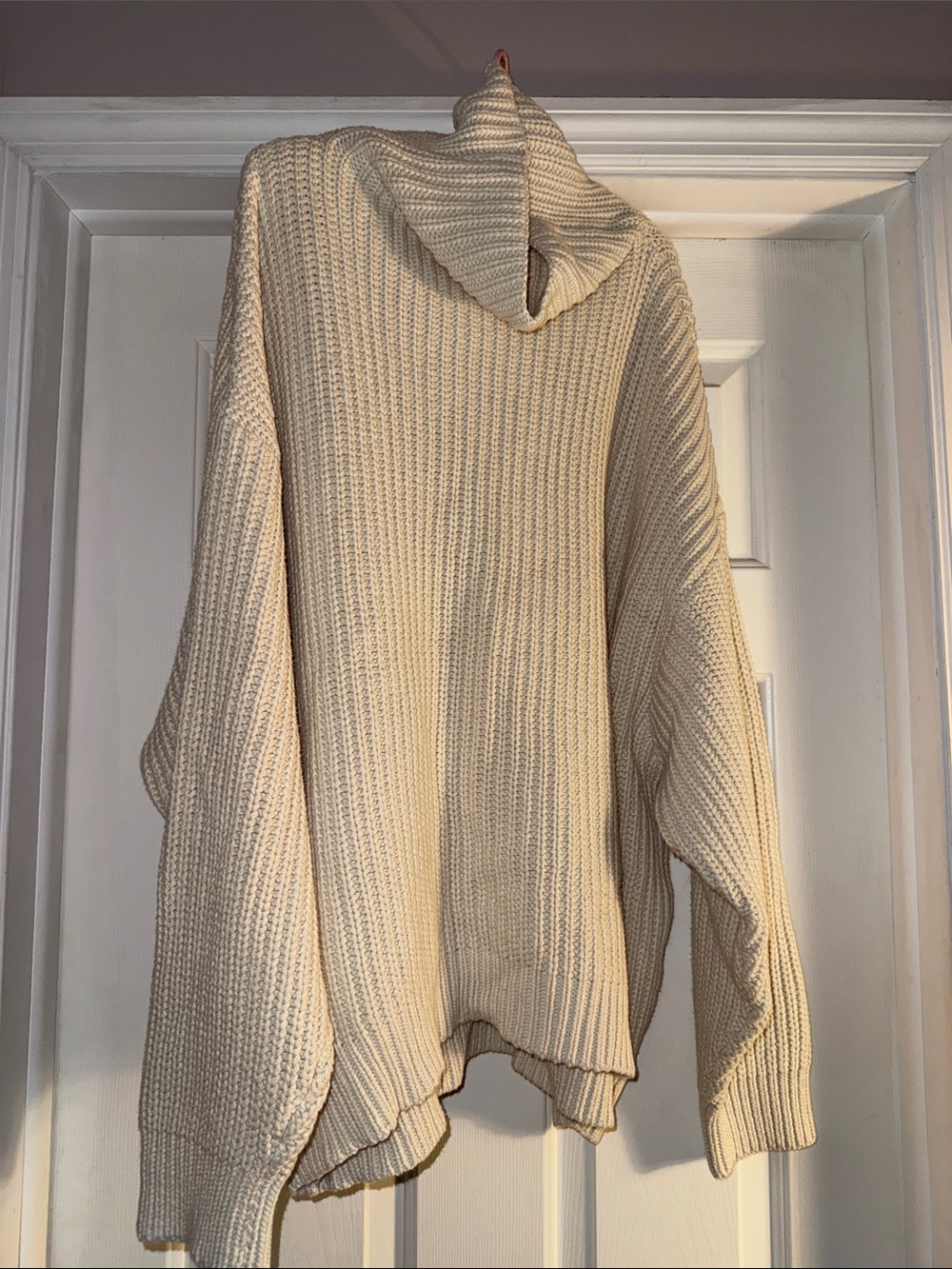 Free People Cream Chunky Ribbed Turtleneck Sweater
